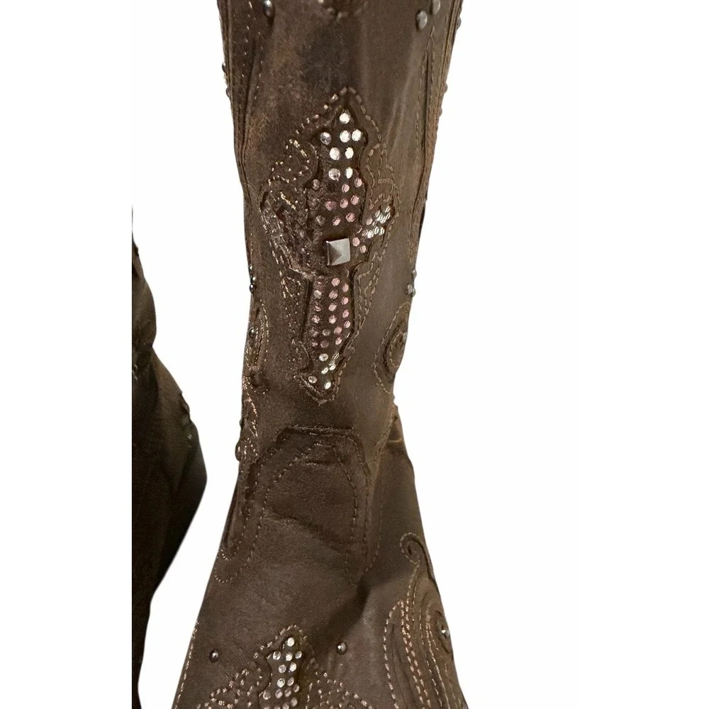 Roper Faith Square Toe Cowboy Boots‎ Brown Youth Girls  Size 3